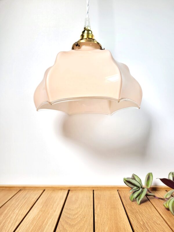 Lampe suspension plafonnier ancien rose