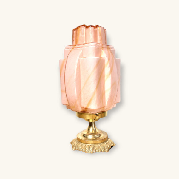 Lampe art deco rose caramel 01