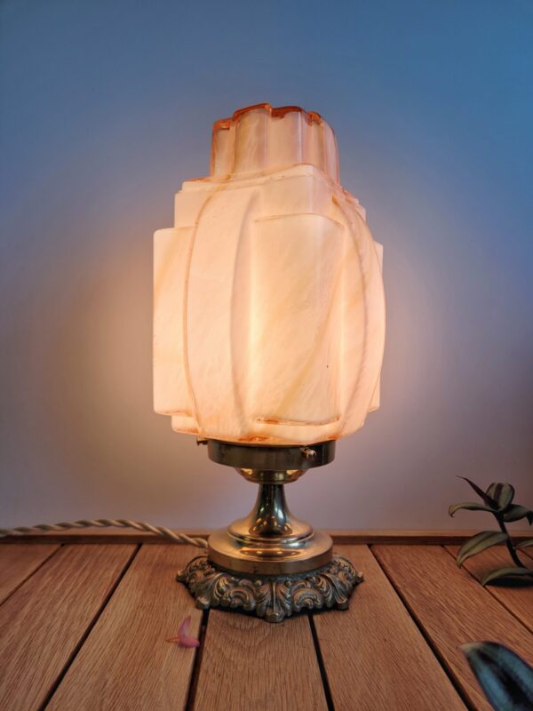 Lampe art deco rose caramel 02