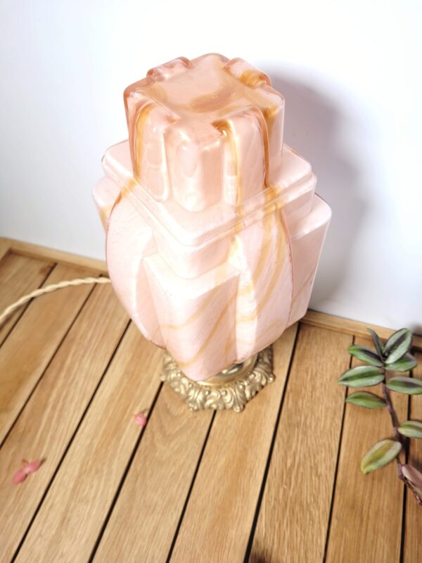 Lampe art deco rose caramel 04