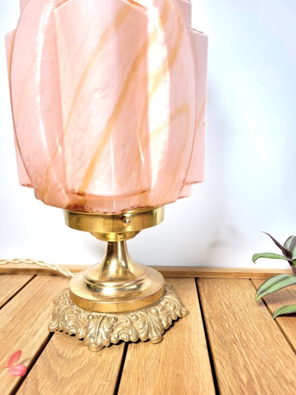 Lampe art deco rose caramel 05