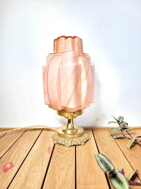 Lampe art deco rose caramel 06