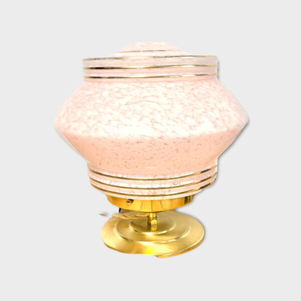 Lampe laiton globe vintage Clichy rose