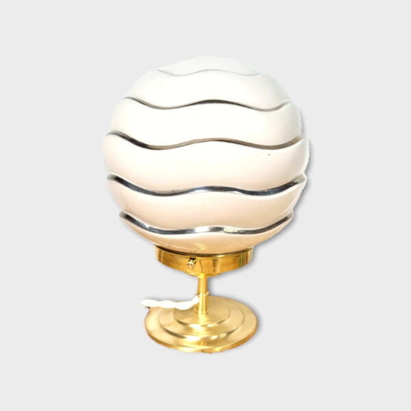 Lampe laiton globe vintage opaline blanche