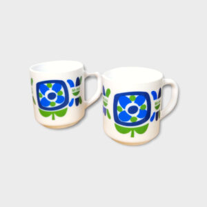 Paire mugs vintage Mobil bleus 01