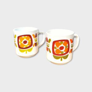 Paire mugs vintage Mobil rouges 01