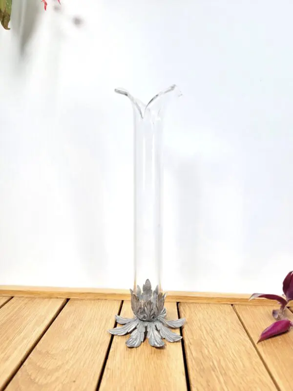 Soliflore ancien verre etain 05