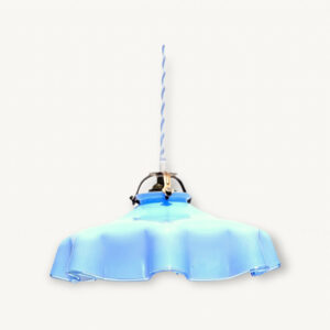 Lampe suspension plafonnier opaline bleue 01