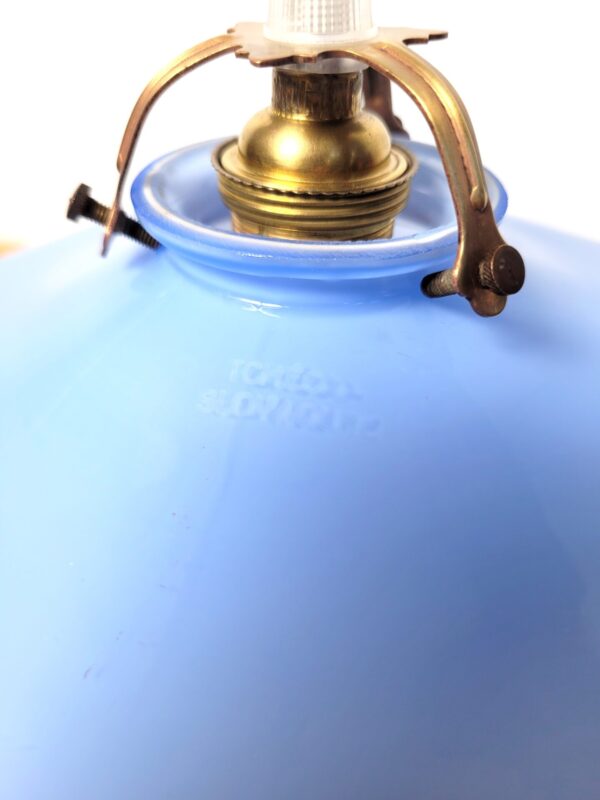Lampe suspension plafonnier opaline bleue 05