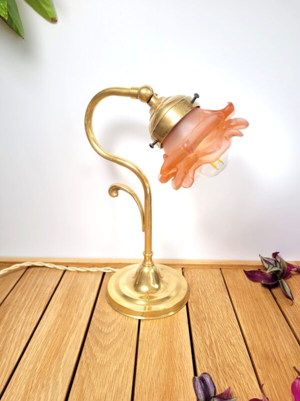 Lampe tulipe laiton ancienne 09