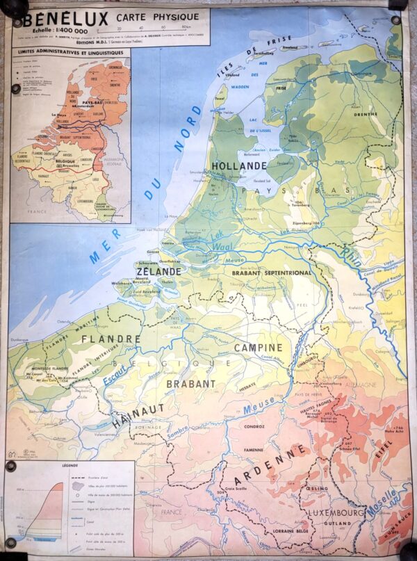 Ancienne carte geographique decole Benelux 02