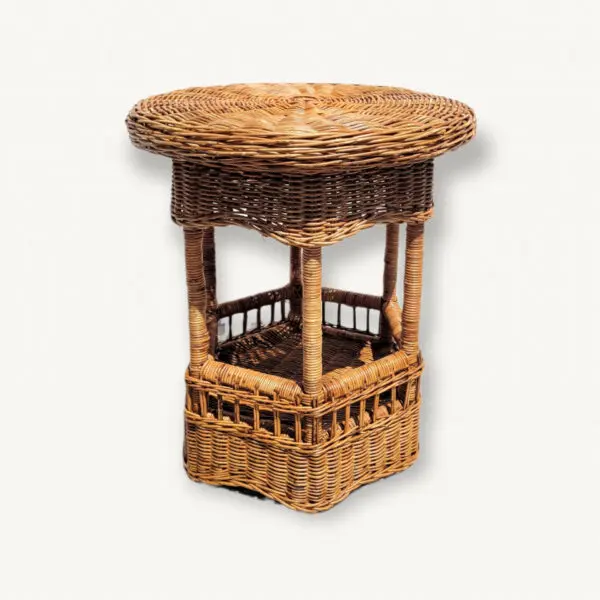 Gueridon table dappoint rotin 01