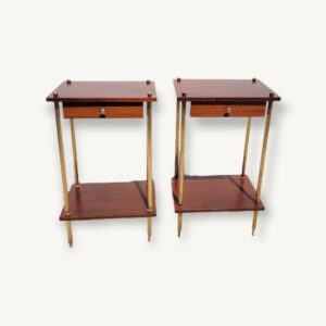 Paire chevet 1950 bois metal dore 01