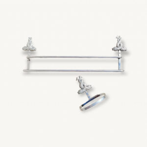 Set porte serviettes mural ancien double 01
