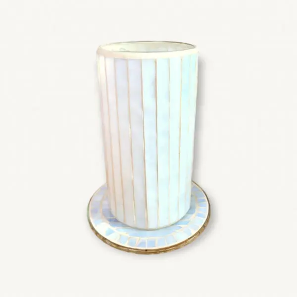 Grand photophore mosaique de verre 01