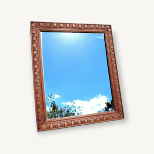 Miroir carre vintage 42x48 bois ethnique 01