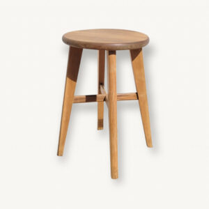 Tabouret rond bas bois brut 01