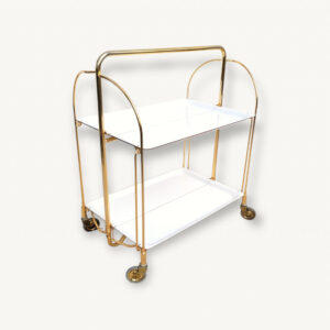 Chariot service table roulante pliante desserte vintage doree 01