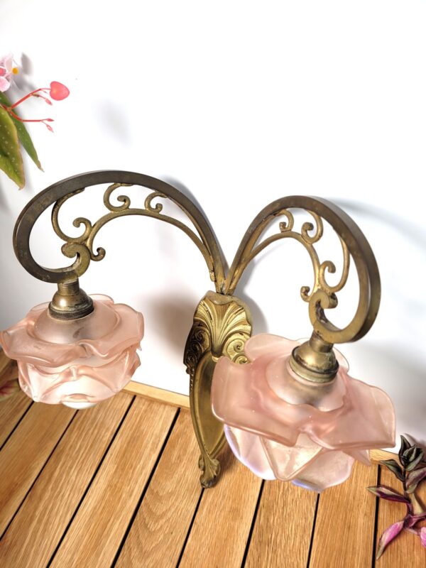 Lampe applique Art nouveau roses 04