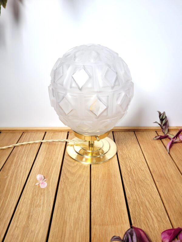 Lampe doree globe vintage laiton 1950 06