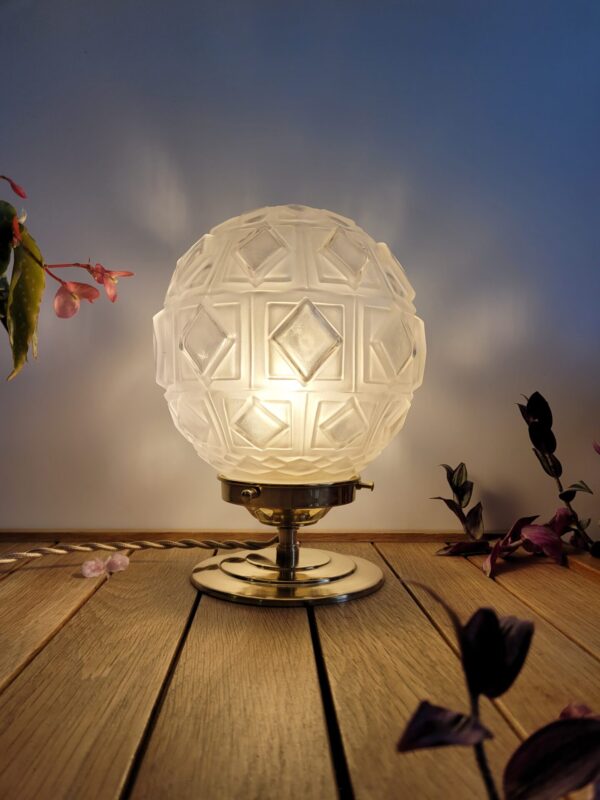 Lampe doree globe vintage laiton 1950 07