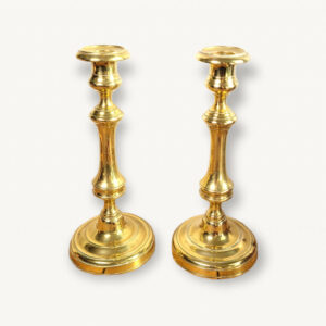 Paire bougeoirs chandeliers anciens laiton 01
