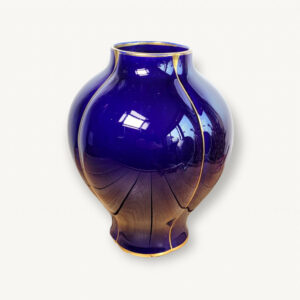 Vase bleu cobalt et dore 01