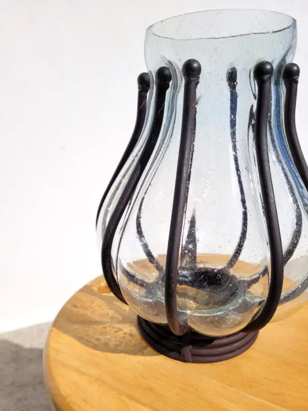 Vase chandelier fer forge verre bulle 03