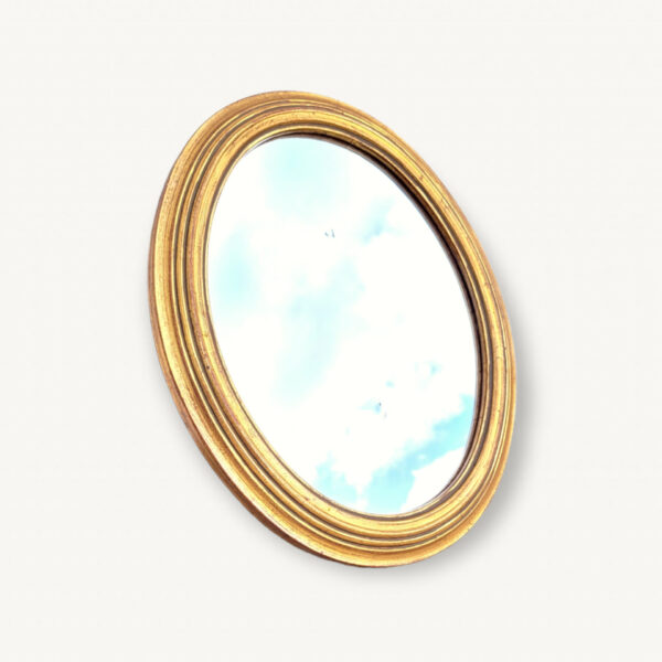 Ancien miroir dore ovale 30x35cm 01