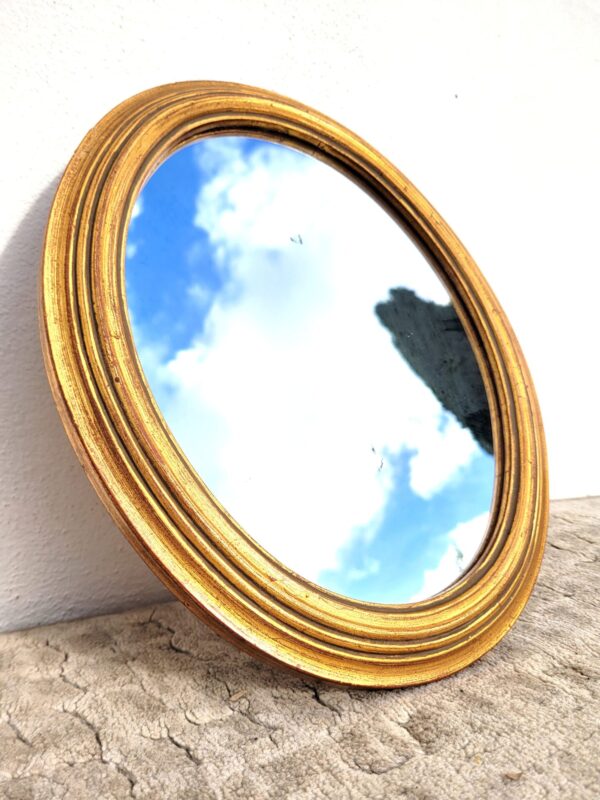 Ancien miroir dore ovale 30x35cm 05