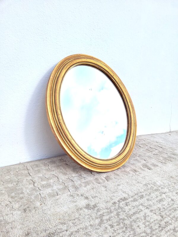 Ancien miroir dore ovale 30x35cm 06