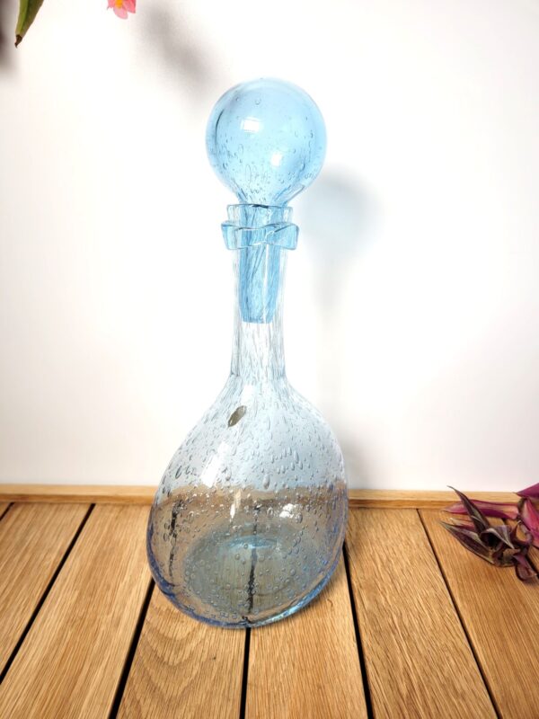 Carafe Biot verre bulle bleu 02