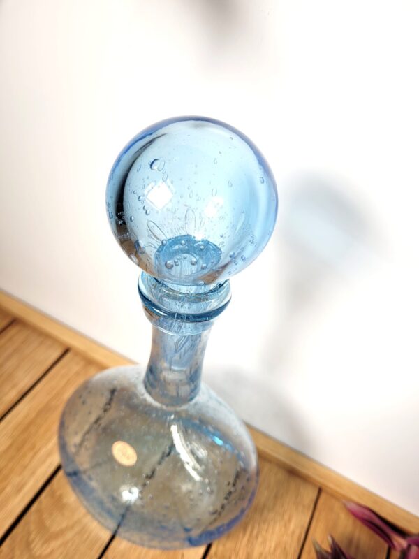Carafe Biot verre bulle bleu 03