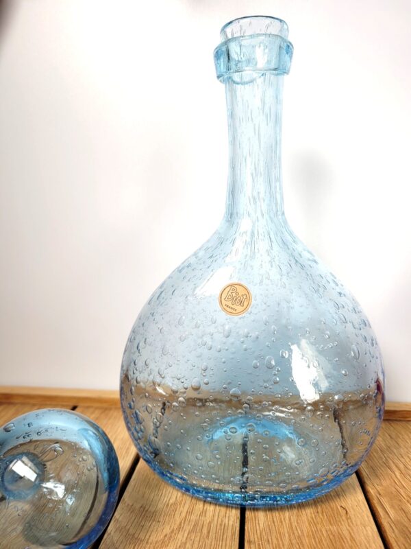 Carafe Biot verre bulle bleu 04