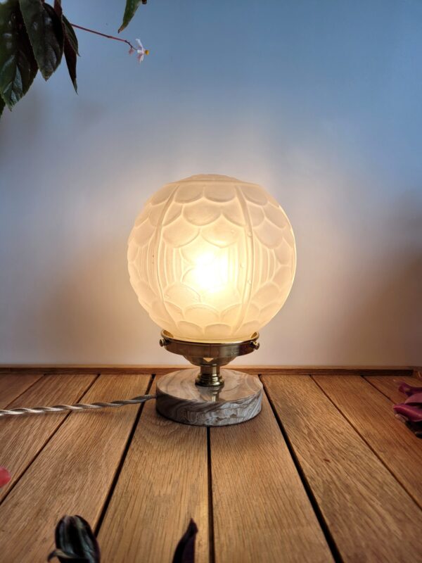 Lampe globe Art deco marbre laiton 02
