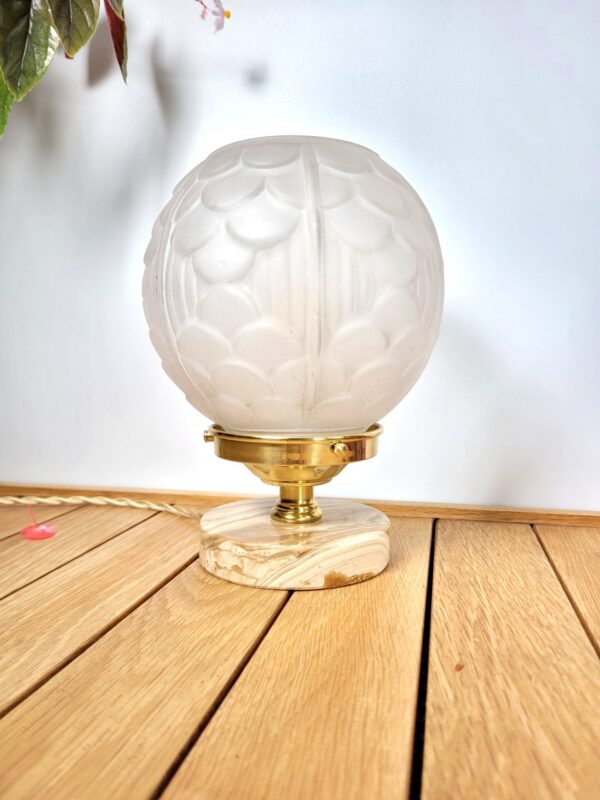 Lampe globe Art deco marbre laiton 05