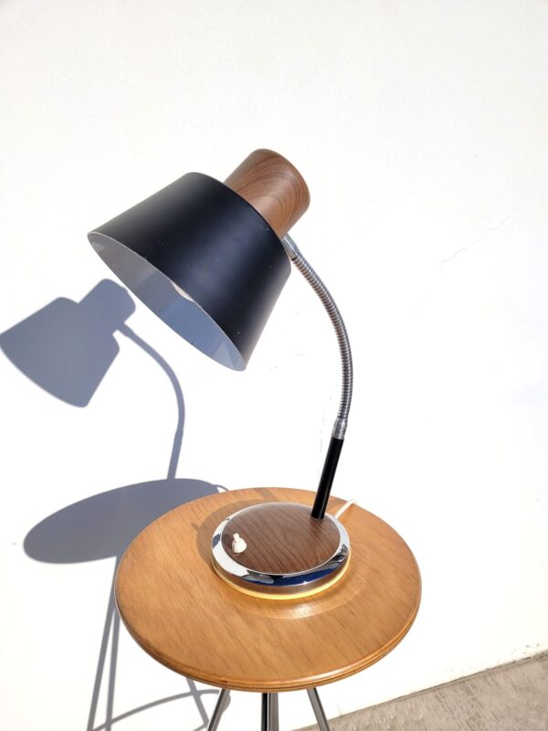 Lampe flexible bois chrome 1970 08