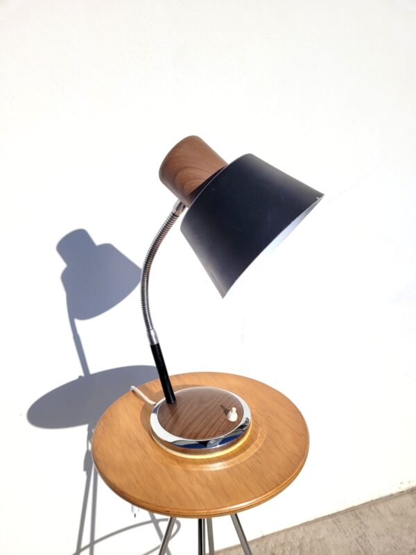 Lampe flexible bois chrome 1970 09
