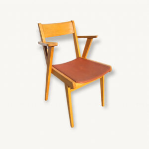 Chaise fauteuil bridge compas vintage 1960 rouge 01