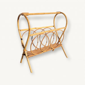 Porte revues vintage en rotin 1960 01