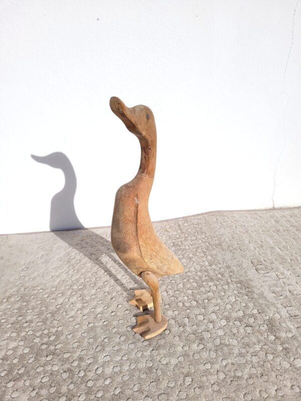 Sculpture oiseau canard oie bois brut 1 05