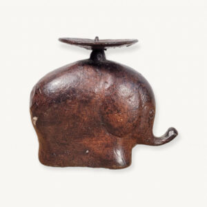 Elephant porte bougie en metal patine 01