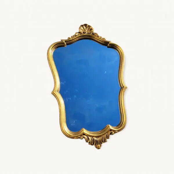 Miroir dore vintage fronton coquille 34x52cm 01