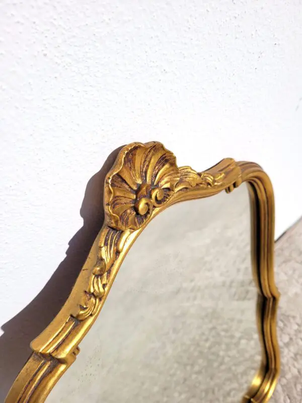 Miroir dore vintage fronton coquille 34x52cm 05