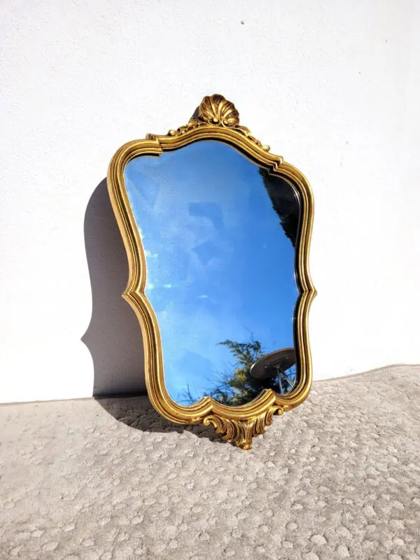 Miroir dore vintage fronton coquille 34x52cm 06