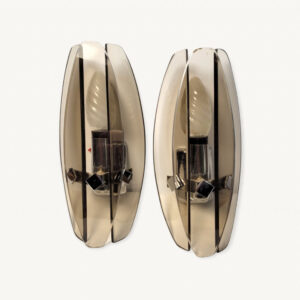 Paire lampes dapplique vintage verre fume 01