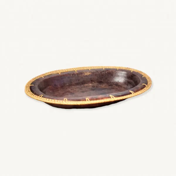 Plat ou corbeille vannerie et ceramique 30cm 01