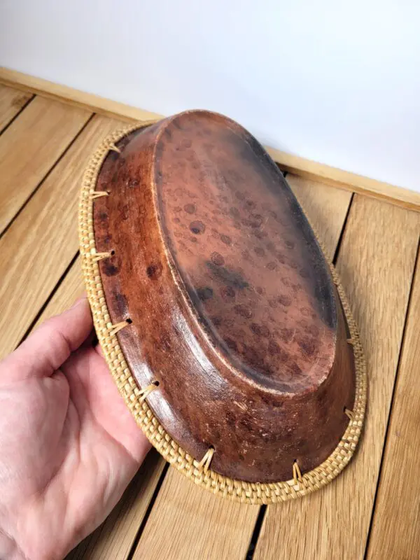 Plat ou corbeille vannerie et ceramique 30cm 02