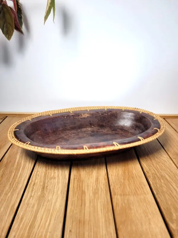 Plat ou corbeille vannerie et ceramique 30cm 05