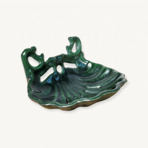 Porte savon ancien coquillage emaille vert 01
